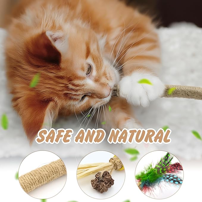 Quacc 4 PCS Silvervine Chew Sticks Natural Silver Vine Sticks Cat Dental Treat Toy for Teeth Cleaning Calm Cat Anxiety Stress