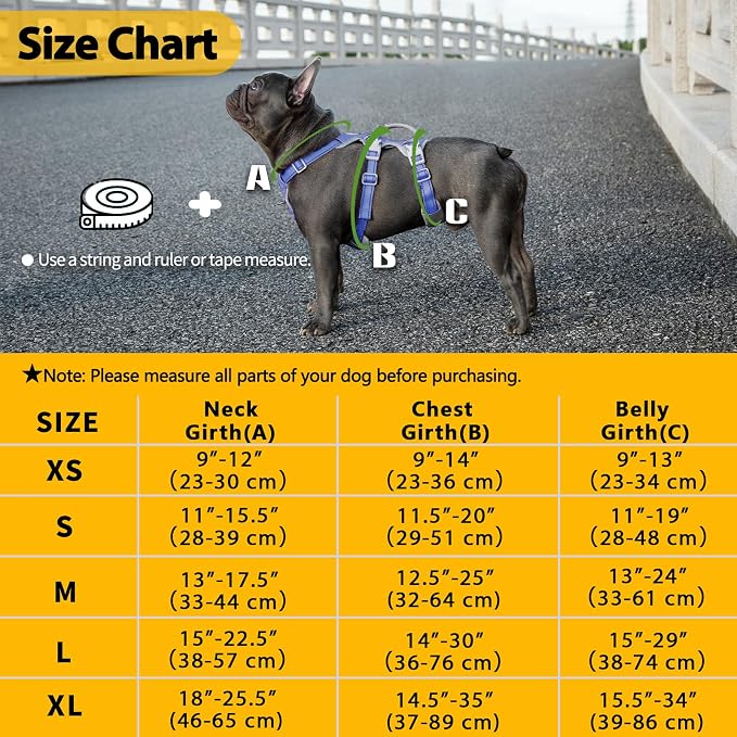 Escape Proof Harness, No Slip Dog Harness Escape Proof,Fully Reflective Harness with Handle, Breathable,Durable, Adjustable Vest for Medium Dogs Walking,Training,and Running Gear(Vista Blue,M)