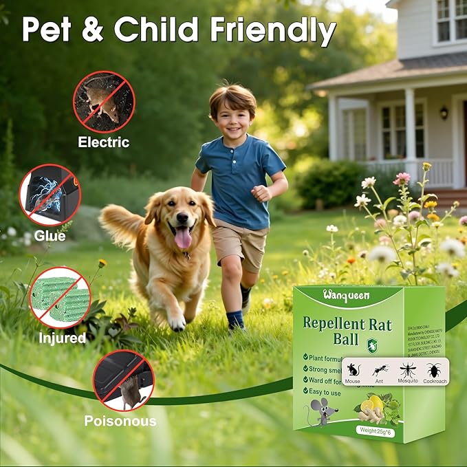 10 Pack Mouse Rodent Repellent Balls – Peppermint Oil to Repel Mice & Rats, Long Lasting 3 Months Protection, Safe for Pets & Kids – Natural Deterrent for Home, Garage, Car
