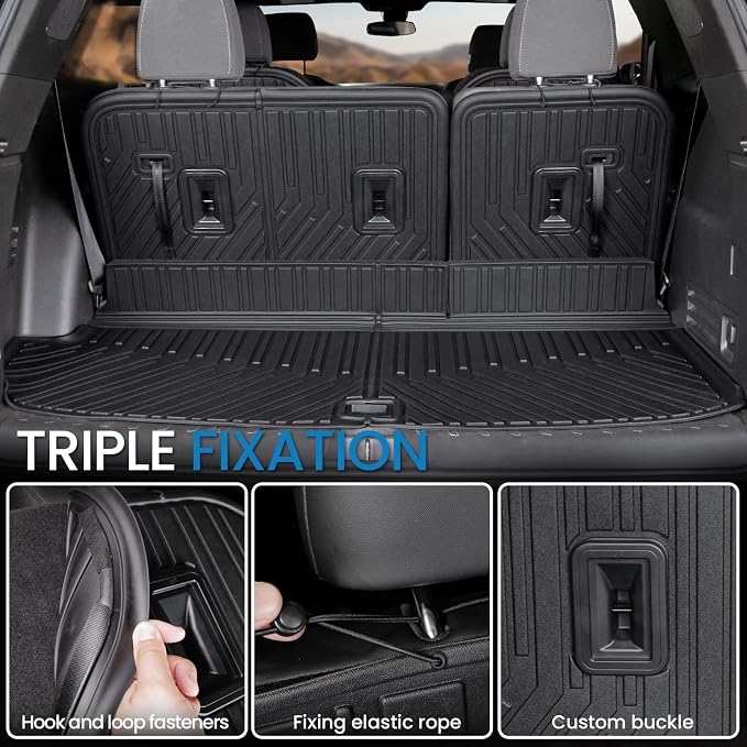 Cargo Mat Backrest Mats for 2018-2022 2023 Chevrolet Chevy Traverse Car Mat Accessories, All Weather TPE Cargo Liner Trunk Mat (18-23 7/8 Seats-3rd Row Backrest Mats&Cargo Mat)