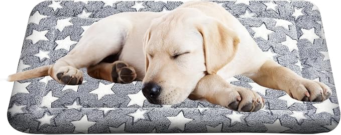 Washable Dog Bed Plush Orthopedic Outdoor Crate Mat with Non-Slip Bottom,Luxe Soft Kennel Pad for Pets, Cozy Cage Cushion & Pet Sleeping Mattress Large Sized,Medium,Small Dogs,30 x 20 inch,Gray