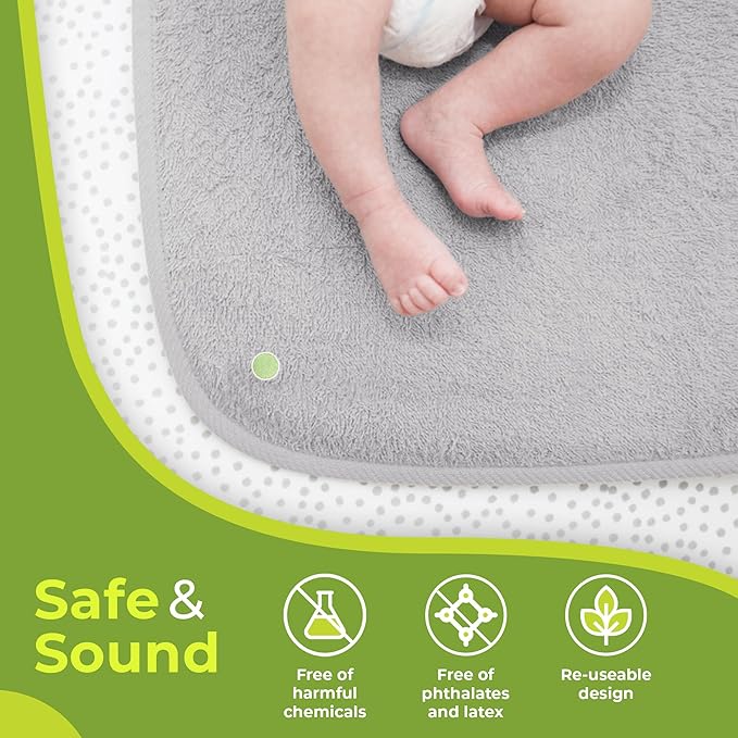 PeapodMats Bedwetting Waterproof Bed Mat, Reusable 3x3 Light Gray | Washable, reusable protection for bedwetting, incontinence, children, adults, seniors, pets and mattresses.