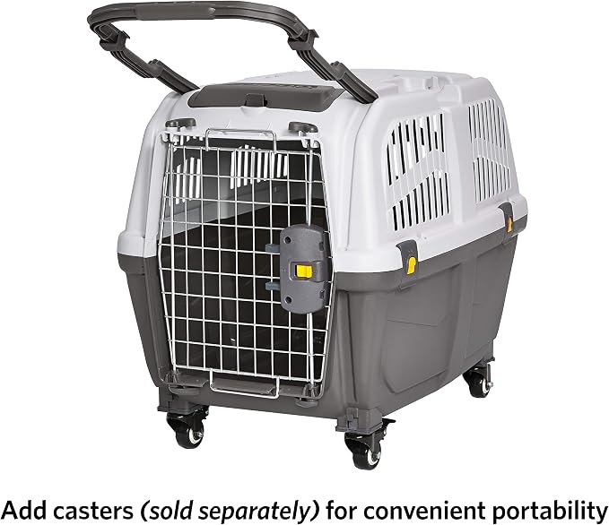Skudo by MidWest 27-Inch Travel Carrier, Gray, Fits Pets up to 30 lbs | Hard-Sided Pet Carrier, Travel Crate with Handle, Ventilated Design, Locking Tabs, Easy Assembly