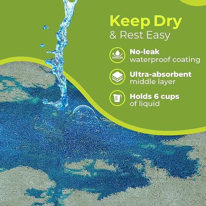 PeapodMats Bedwetting Waterproof Bed Mat, Reusable 3x5 Sage | Washable reusable bed mat for bedwetting, incontinence, kids, adults, pets, and mattress protection.