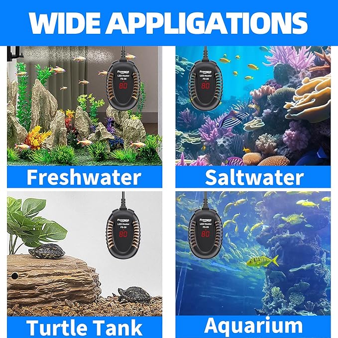 FREESEA Aquarium Fish Tank Heater: 75W Small Submersible Turtle Heater with Adjustable Temperature External Controller for Betta | Saltwater | Freshwater | 5-15 Gallon
