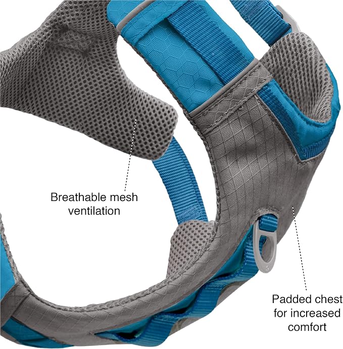 Kurgo Journey Air Dog Harness, Coral, Large | Padded Chest, Ripstop Outer & Breathable Mesh, Back Assist Handle, Rust-Free Aluminum Hardware, Reflective Trim