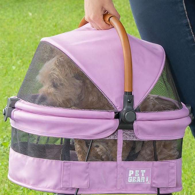 Pet Gear No-Zip View 360 Pet Carrier & Car Seat, Cotton Candy, 15" | Ultra Lite, Push Button Entry, For Small Dogs & Cats, 360 Degree Visibility, Safety Carrier