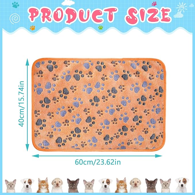 Tatuo 4 Pack Fleece Dog Blankets for Puppy Cats Multi-Size Sleep Mat for Pet Guinea Pig Soft Washable Warm Crate Bed Puppy Teething Toys Print Pattern Blanket Indoor(Coffee,24 x 16 Inch,Paw)
