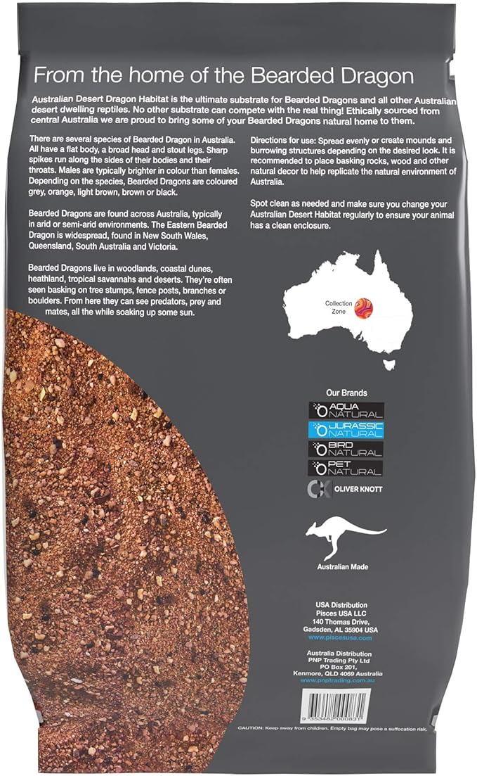 Jurassic Natural Australian Desert Dragon Habitat Substrate for Bearded Dragons and Other Lizards, Red, 10lb (Pack of 4)