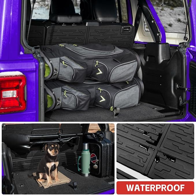 Seat Back Cover Compatible with 2021-2025 Jeep Wrangler JL 4 Door 4XE, All-Weather Protection Cargo Liner Rear Trunk Liner for 2024 Jeep Wrangler JL Accessories