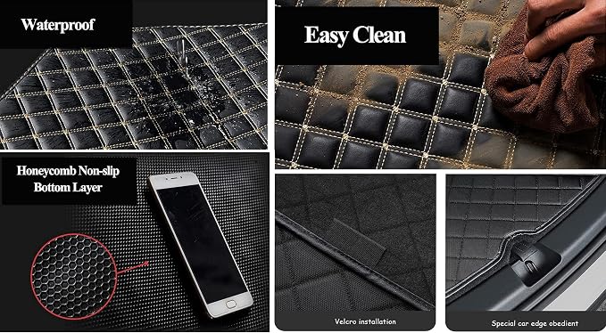 DIY Custom Car Mats with Photo & Text, Upload Any Image or Name, Luxury Leather Full Set Floor Liners, Compatible with car Owners - Red