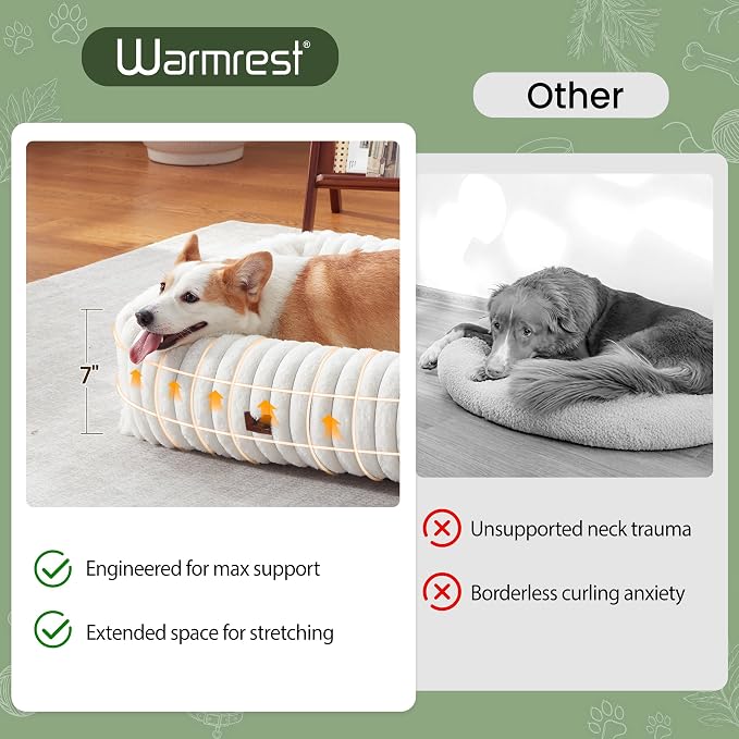 Washable Dog Bed for Small Medium Dogs, Rectangle Orthopedic Pet Bed with Removable Cover, Fluffy Memory Foam Dog Beds with Anti-Slip Bottom, Cream(25x21x7inchs)