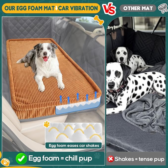 Loiion Dog Car Bed, Non-Slip Backseat Extender Pet Mat 56"x28.7"x2" | Removable, Washable Dog Bed With Waterproof Liner Protects Car Seats, Anti-Slip Travel Bed For Dogs