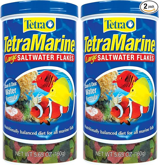 Tetra TetraMarine Large Saltwater Flakes, Nutritionally Balanced Fish Food for Saltwater Fish, 5.65 oz (Pack of 2)