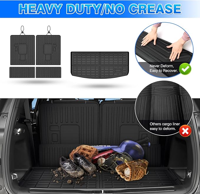 Cargo Mat Fits for Jeep Grand Cherokee L 2021-2025 2026, All Weather TPE Rear Cargo Liner Trunk Mat with 3rd Row Seatback Cover for Jeep Grand Cherokee L Accessories