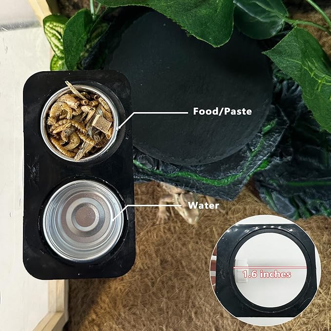 Tfwadmx 12Pcs Gecko Feeding Cups, 0.5oz Metal Reptile Food Cups, Crested Gecko Food Dish, Feeding Ledge Accessories for Small Lizards, Tarantulas