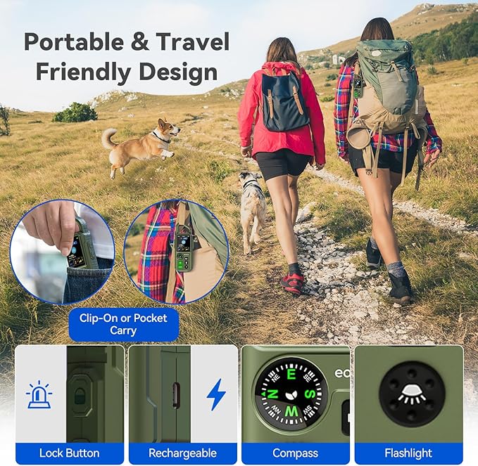 Wireless Dog Fence - Portable Electric Fence, Dog Training Collar, Perimeter Containment System with Adjustable Radius up to 656 ft in Open Areas, Waterproof Rechargeable (Olive Green - for 1 Dog)