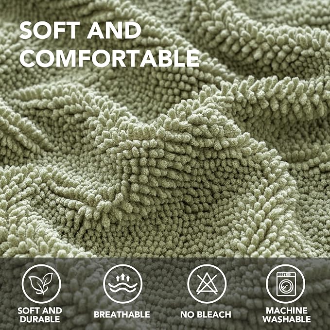 H.VERSAILTEX Non Slip Pet Couch Cover Chenille Dog Bed Protector Thick Soft Sofa Slipcover Pet Friendly Washable Couch Cushion Covers for Pets (30" x 53", Sage)