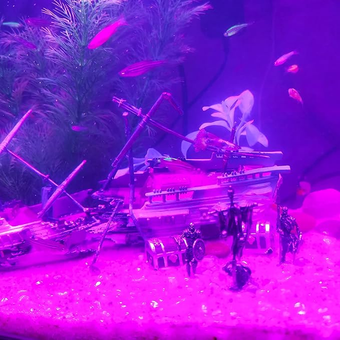 Aquarium Fish Tank Decorations, Decor Accessories Set for Glofish/Betta Fish Bowl, Small Landscape Ornaments for Guppy Fishtank, Figurines of Undead Pirates at the Bottom of the Caribbean, Cupronickel