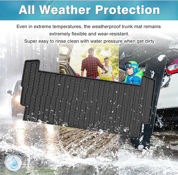 Mixsuper Cargo Liner for Rivian R1S 2022-2024 2025, All Weather Trunk Mat for R1S Accessories Anti-Slip Trunk Liner Rear Cargo Mat Black