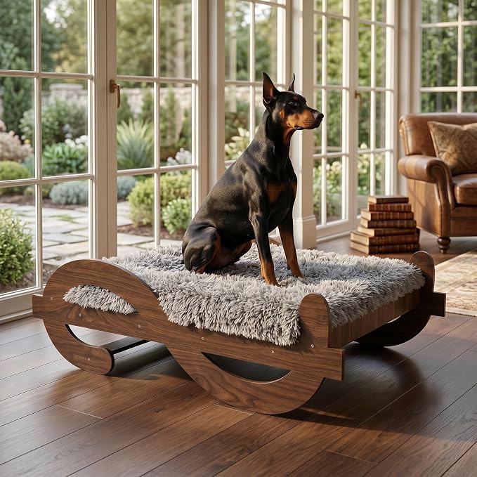 Wood Elevated Raised Dog Bed Frame Mat Set,80lb | Trainer Recommended Australian design Sturdy Attractive Dog Furniture Sofa Couch