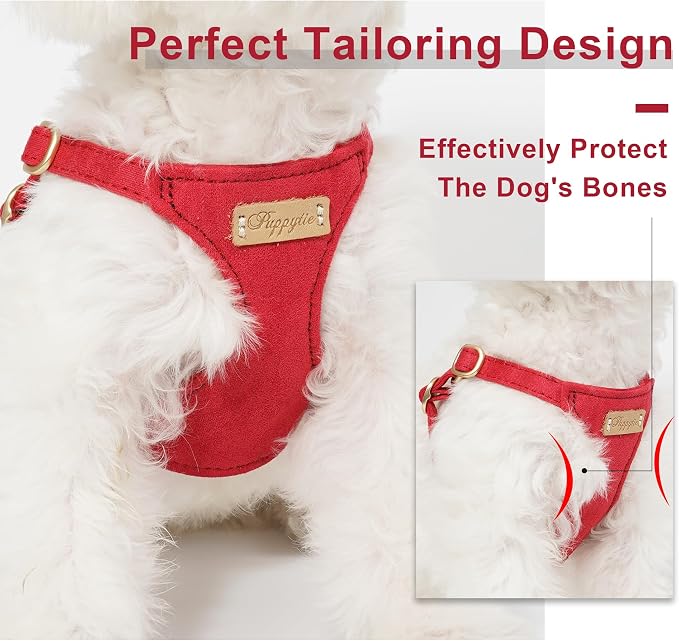 Puppytie Dog Harness with Multifunction Dog Leash,Soft Adjustable No Choke Escape Proof Pet Harness Vest for Medium Dogs or Large Dogs,red-Camellia,M