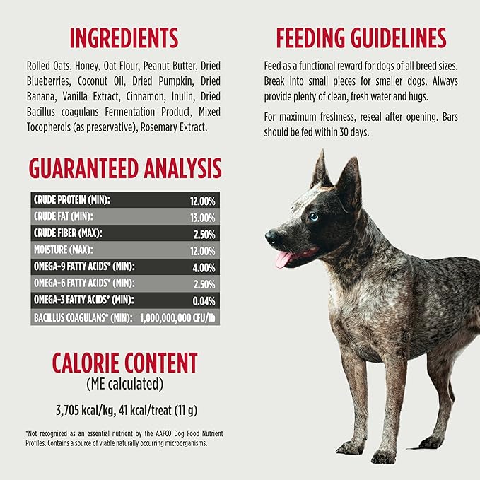 Nulo Functional Granola Bars, Healthy Dog Treats, Oven Baked, Made with Prebiotics and Probiotics, Contains No Added Salt, Sugar, or Molasses, 10 Ounce Bag