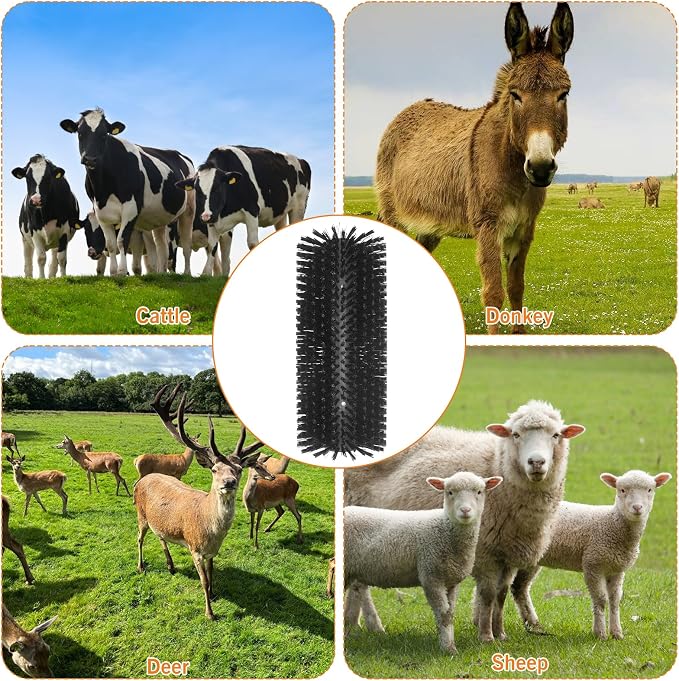 Livestock Scratching Brush Goat Scratcher Tool Full Massage Grooming Brushes with 4 Screws for Cow,Cattle,Cow,Sheep, Horses,Pigs