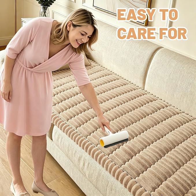 Waterproof Couch Cover for Dogs Washable,Nonslip Fuzzy Durable Pet Friendly | Soft Slipcovers for 3 Cushion Sofa Cover,Plush Thick Protector Fits Mat Bed Leather & Fabric Couches (Brown 27.6"x70.9")