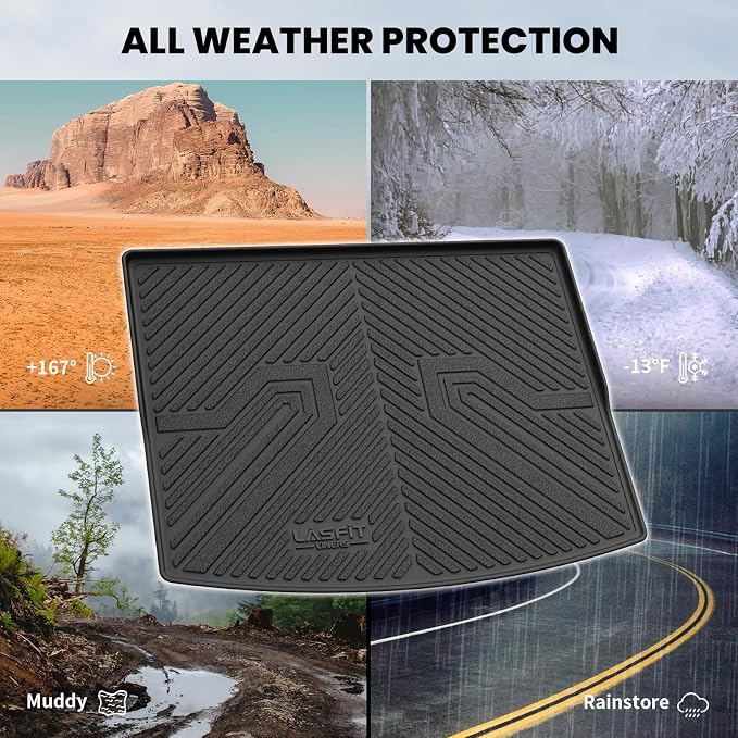 LASFIT Cargo Mat for Kia Seltos 2021-2026 (Only Fit with Cargo Floor in the Lower Position), All Weather TPE Custom Fit Car Trunk Mat Cargo Liners Accessories, Black