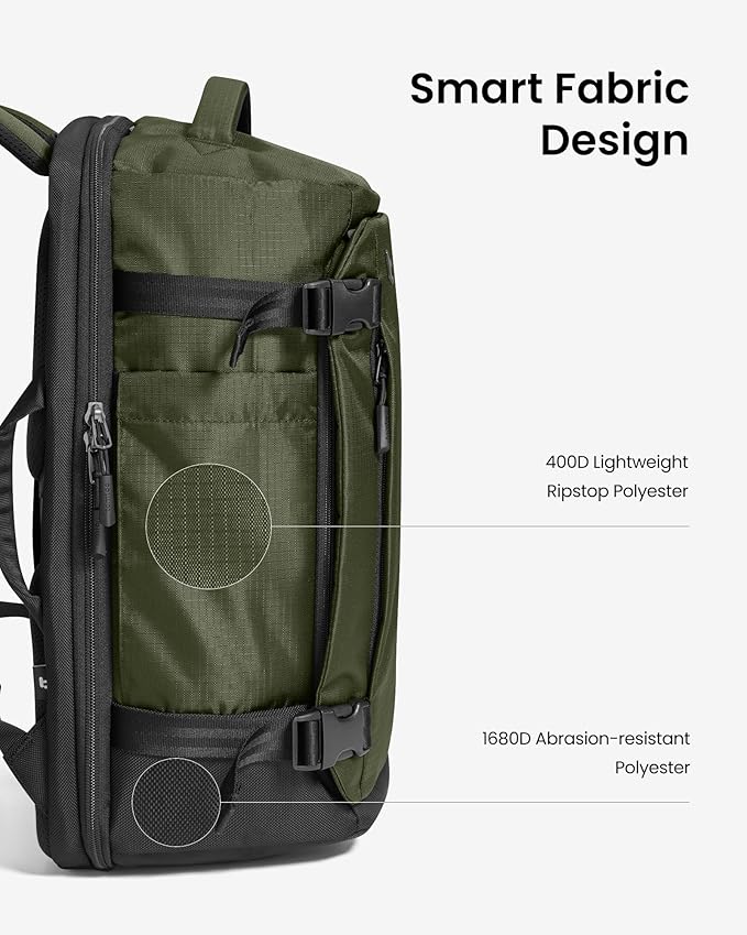 tomtoc Travel Backpack 28L, TSA Friendly Flight Approved Carry-on Luggage, Personal Item Travel Bag, Water-resistant Lightweight Business Rucksack, Durable Bag Fits 16 Inch Laptop