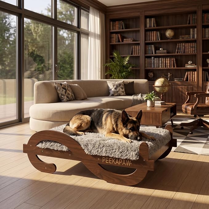 Wood Elevated Raised Dog Bed Frame Mat Set,80lb | Trainer Recommended Australian design Sturdy Attractive Dog Furniture Sofa Couch