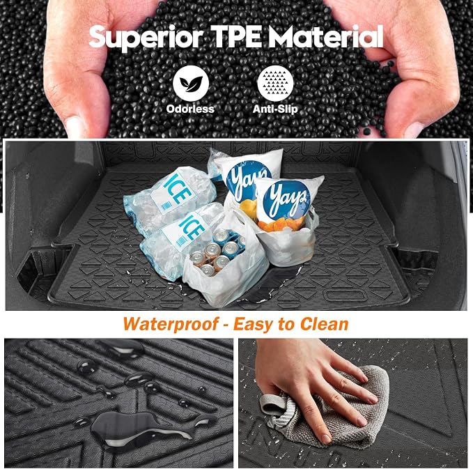 KUST Trunk Cargo Mat for Nissan Rogue 2021-2025 2026, TPE Rubber Cargo Liner with Backrest Mat for Rogue Accessories Rear Trunk Liner High Edge