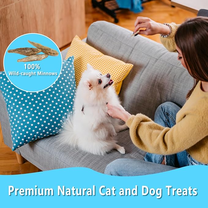 Freeze Dried Minnows, 100% Natural Premium Cat Dog Treat, Freeze Dried Minnows Pet Treats, for Dogs Cats (2.8 OZ)
