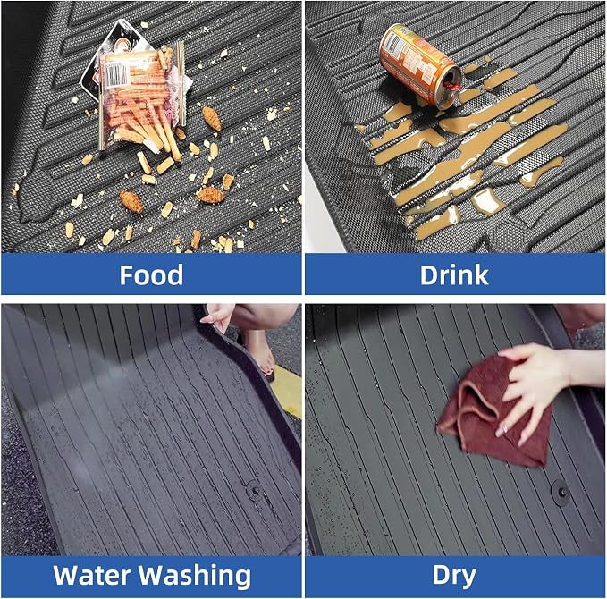 LUCKEASY Cargo Liner with Backrest Mat Fits for Tesla Model Y Juniper 5 Seat 2025 2026 (Not Fit Standard) Trunk Mat All Weather TPE Car Accessories Fit Juniper 2026 Black