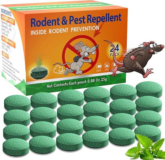 Mouse Rodent Repellent 24 Pack, Peppermint Oil Balls for Rodents Outdoor and Indoor Use, Deterrent Rats Mice Repellent for Car,Kitchen