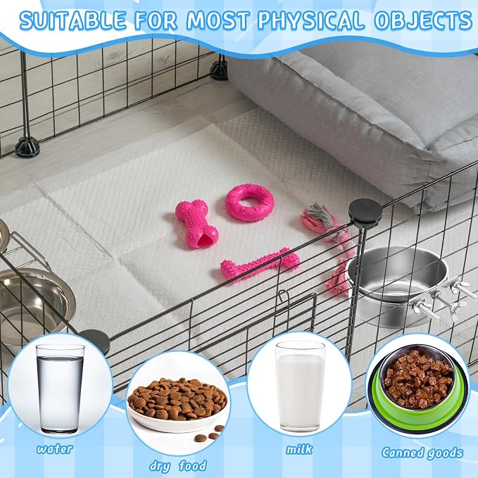 Silkfly 14 Pack Stainless Steel Hanging Dog Crate Bowls, Non-Spill Kennel Food & Water Bowls with Screw Clamp Holders, Removable, Easy to Clean Metal Cage Feeder for Pets(19 oz)