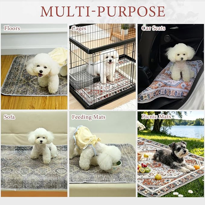 Homimp Washable Pee Pads for Dogs, 4 Pack Reusable Puppy Pads Waterproof,Absorbent and Leakproof Dog Pee Pads,Non Slip Puppy Training Pads, Pet Mat for Floor, Crate, Couch, Whelping, Brown 18"x24"