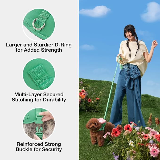 VETRESKA Flora Dog Harness, Leash and Collar Set, No Pull Vest Harness, M | for Walking and Training, Adjustable, Easy Control and Soft Padded Pet Harness and Backpack for Small Medium Large Dogs