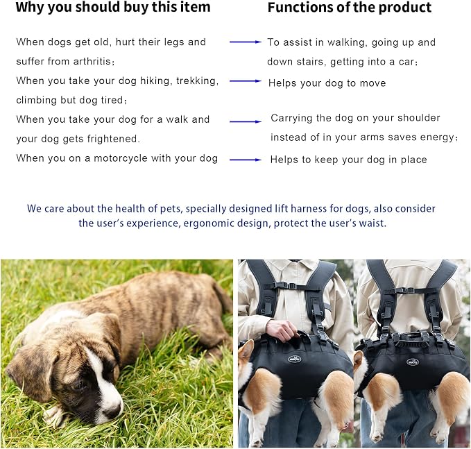 Dog Backpack Carrier for Medium Large Dogs Emergency Backpack(66-88LBS) | Old, Disabled, Joint Injuries, Arthritis, Rehabilitation Carrier Nail Trimming, Senior Dogs Up and Down Stairs, Cars