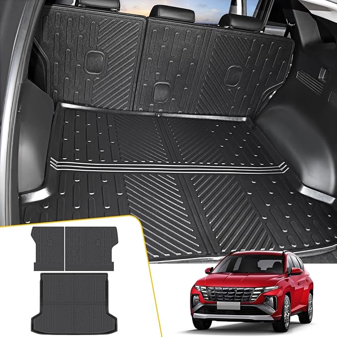 Trunk Mat & Backrest Mat for 2022-2025 Hyundai Tucson All Weather Cargo Mat Rear Back Seat Trunk Liner Only Fit with Optional Bose Premium Audio System (Not fit PHEV or N Line)