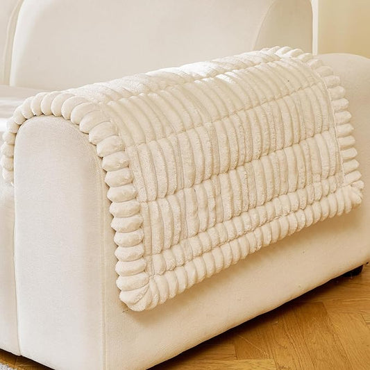 FUANGUI Waterproof Armrest Couch Cover for Dogs,27.6" x 27.8", Beige | Non-Slip Backrest Cover Recliner Chair Protector, Fuzz Soft Armchair Armrest Cover Washable Couch Covers Sofa Pet Friendly