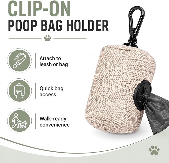 EVERKING 5-Piece Dog Travel Set, Adjustable Harness, Leash, Collar, Poop Bags, Bowtie for Small Medium Dogs, Beige, Breathable No-Pull Design (Beige, M)