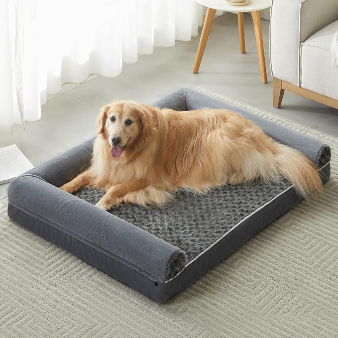 BFPETHOME Orthopedic Washable XXL Dog Bed for Senior Dog Cozy Sleep | Extra Large Waterproof Big Soft Pet Couch Bed for Dogs Relax with Removable Cover Supportive Foam Dark Grey 54x36 Inch