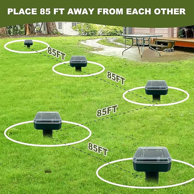 8 Pack Ultrasonic Mole Repellent,Solar Powered Gopher Mole Repellent Stakes for Chipmunks,Snake,Gophers,Voles,Waterproof Sonic Moles Deterrent for Outdoor Garden,Home (8 Pack)