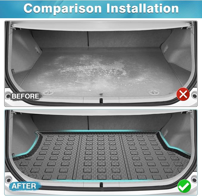 Mixsuper Custom Fit Cargo Liner for 2010-2011 Toyota Prius Base, 2012-2015 Toyota Prius Two/Three/Four/Five, All Weather Rear Cargo Trunk Mat Black