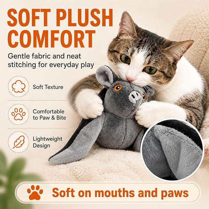 Flying Bat Dog Toy, Flying Bat Toy for Dogs & Cats with Flapping Wings and Chirping Sound, Motion-Activated Interactive Pet Toy for Hanging, Ground and Indoor Chase Play (1PC)