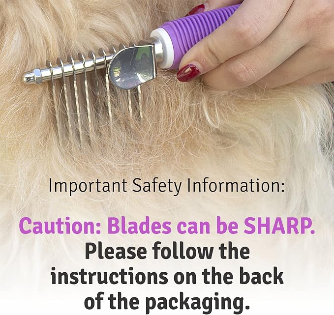Poodle Pet Bundle - Detangling Pet Comb for Removing Matted Fur, Knots, and Tangles + Dematting Fur Rake Comb Brush for Dogs and Cats + Slicker Brush for Grooming and Deshedding Pet Undercoat Hair