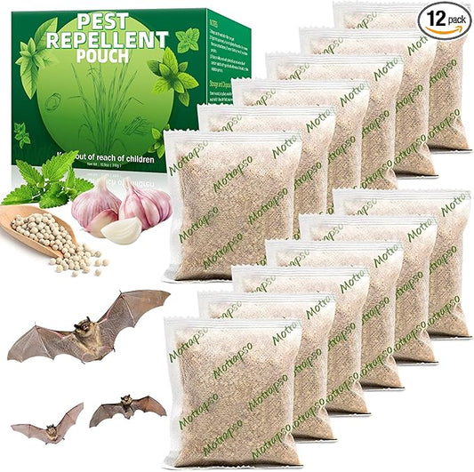 12 Pack Bat and Bird Repellent, Natural Peppermint Oil Eagle Repellent for Attic Indoor Outdoor Patio Garden Porch, Pet and Family Safe, Ready to Use