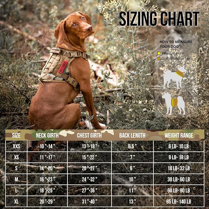 OneTigris Tactical Dog Harness with Handle No-Pull Adjustable for Large Dog | Military 1000D Pullable Nylon, Service Dog Vest with Hook & Loop Panels, Easy On & Off for Walking Hiking Training Camo L